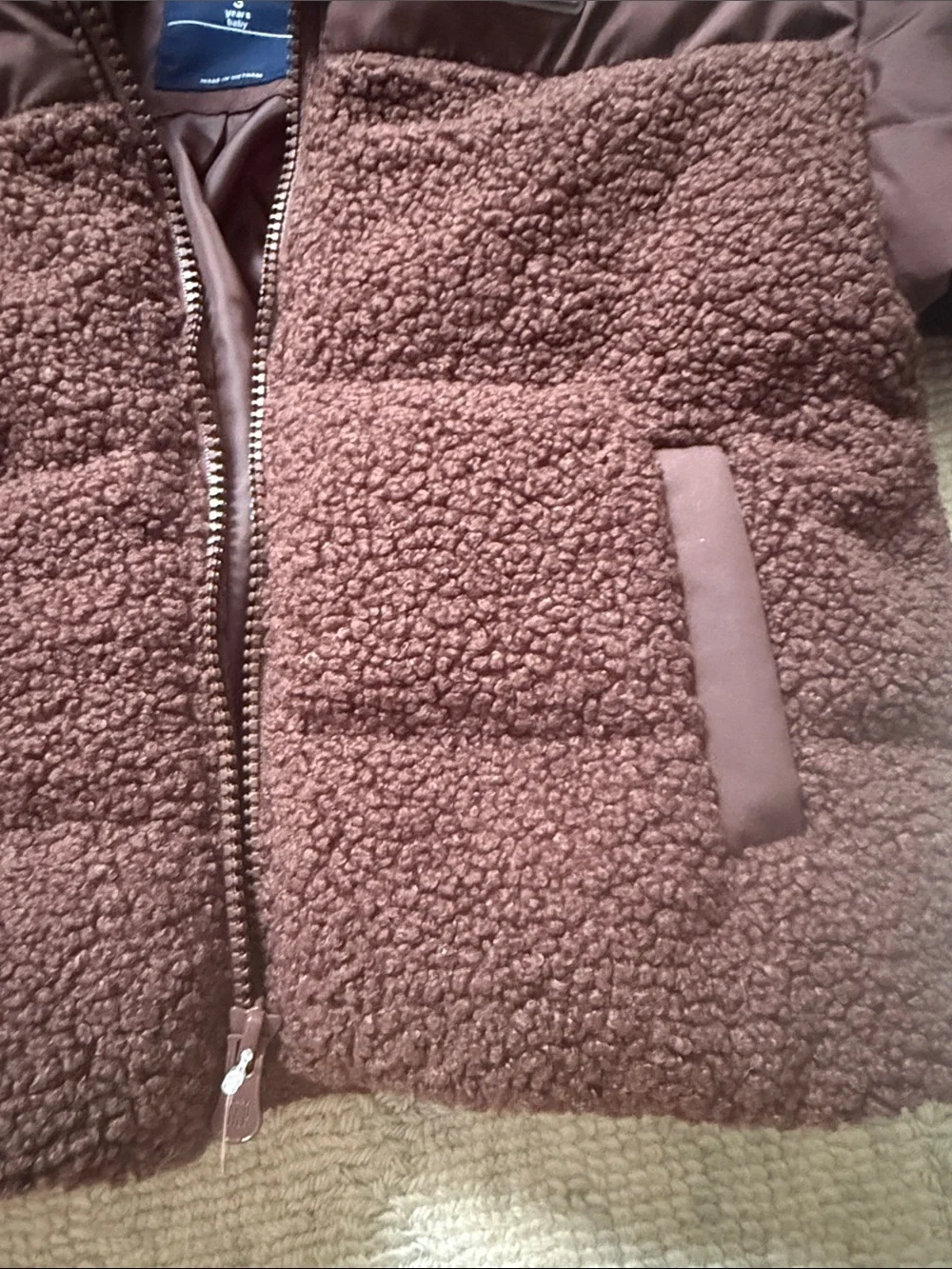 GAP Chocolate Brown Sherpa Puffer Hooded Jacket